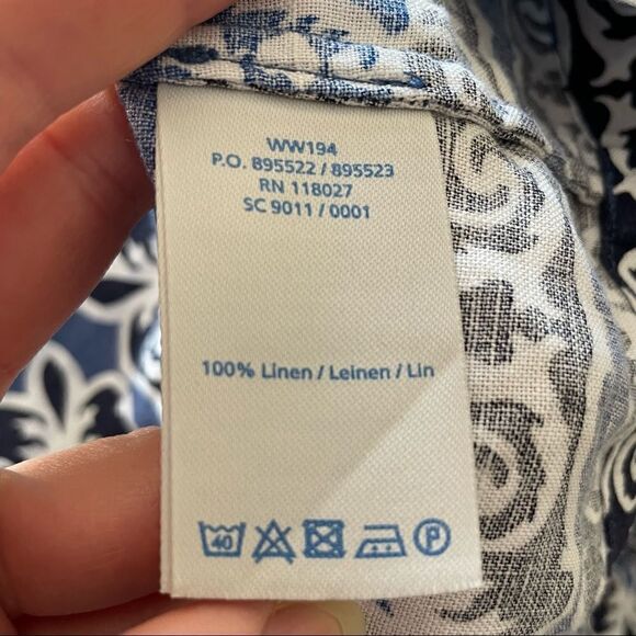 Boden Linen Tunic Dress 3/4 Sleeve Mini Blue 6 - Picture 4 of 7